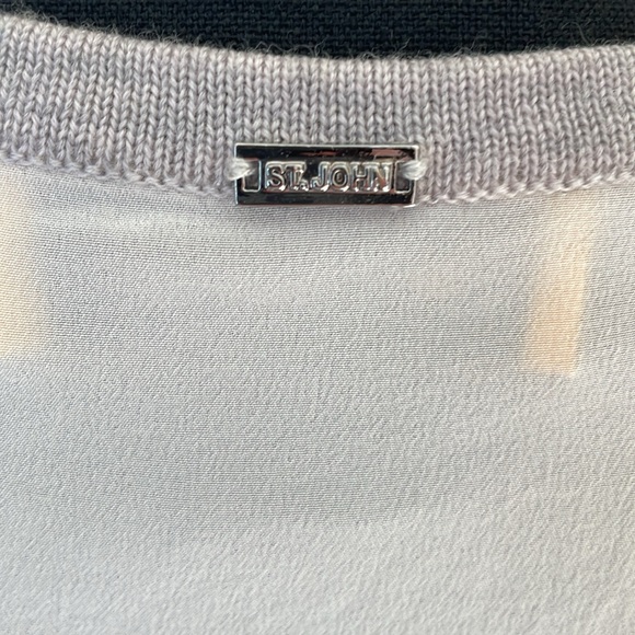 St. John SILK contrast Wool Tank Top cream/grey sz Large - Picture 3 of 4